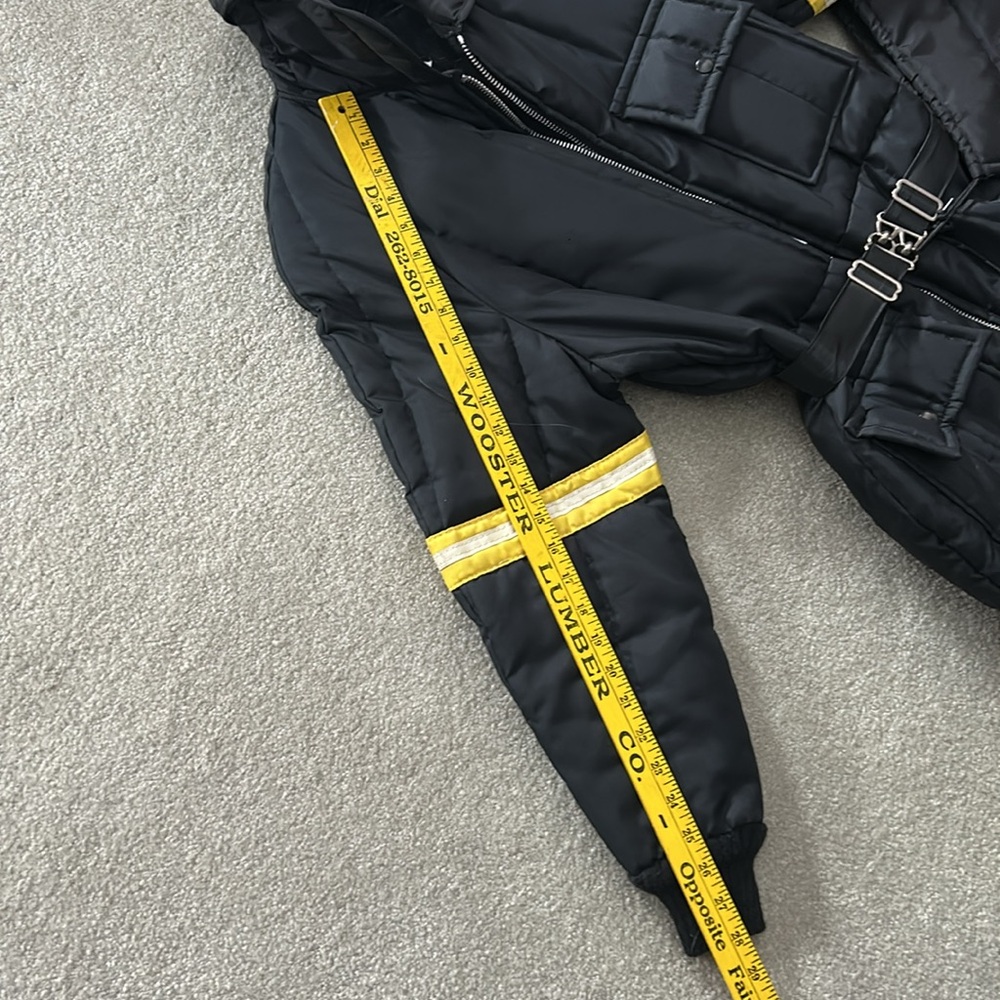 VTG 70s Insulated Snowmobile Suit Ski Full‎ Zip Ladies M JCP Black & Yellow - Picture 3 of 12